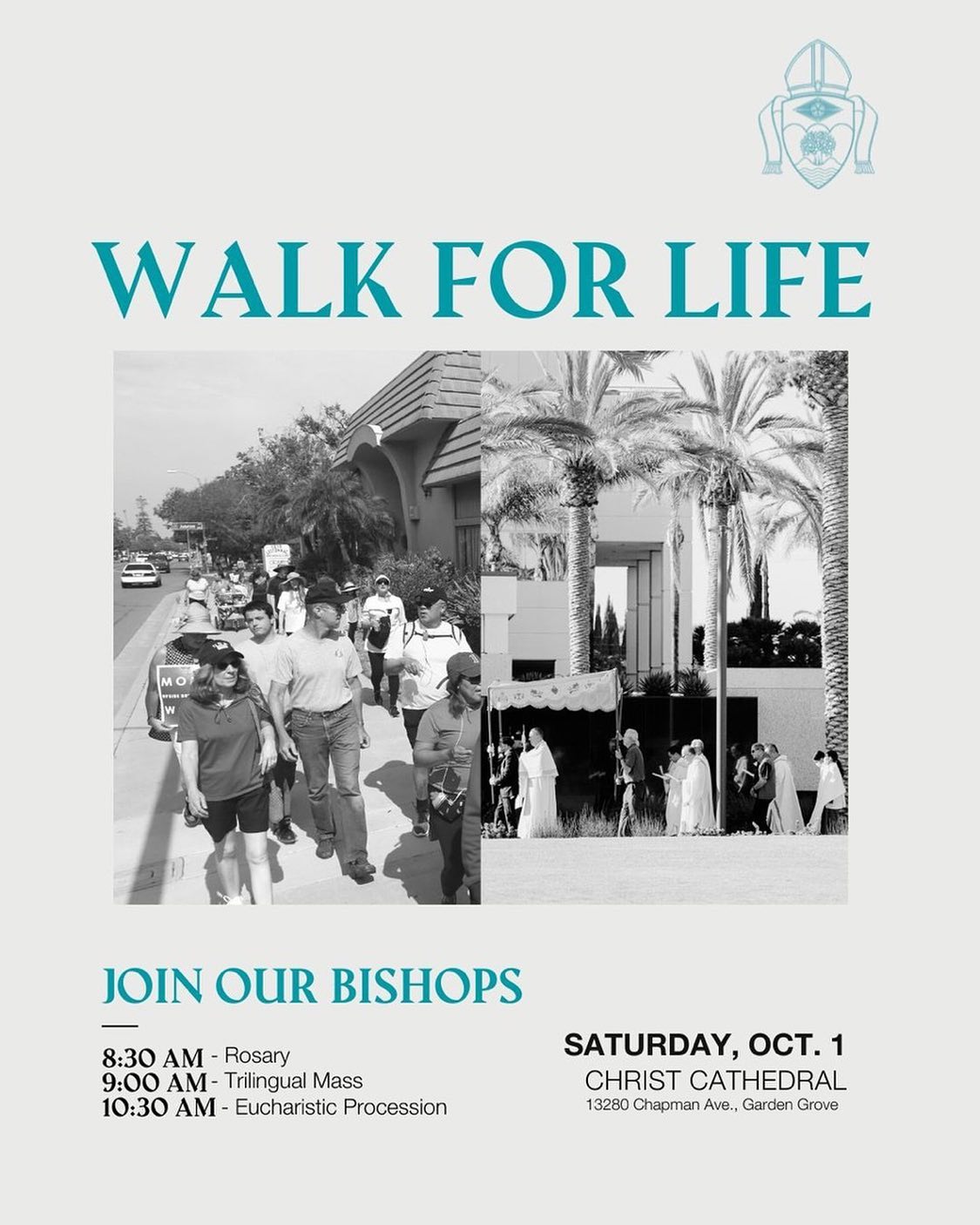 Join us at Christ Cathedral this Saturday for the Orange Walk for Life!

This event will feature a Rosary (8:30 AM), Trilingual Mass (9:00 AM), and a Eucharistic Procession (10:30 AM) to kick off the Respect Life month of October. 🙌

At the event, you can hear from pro-life guest speakers & meet local pro-life organizations.

Thank you to the Orange County chapter of the Knights of Columbus for sponsoring this event!

👉 For more info, visit the link in our bio.