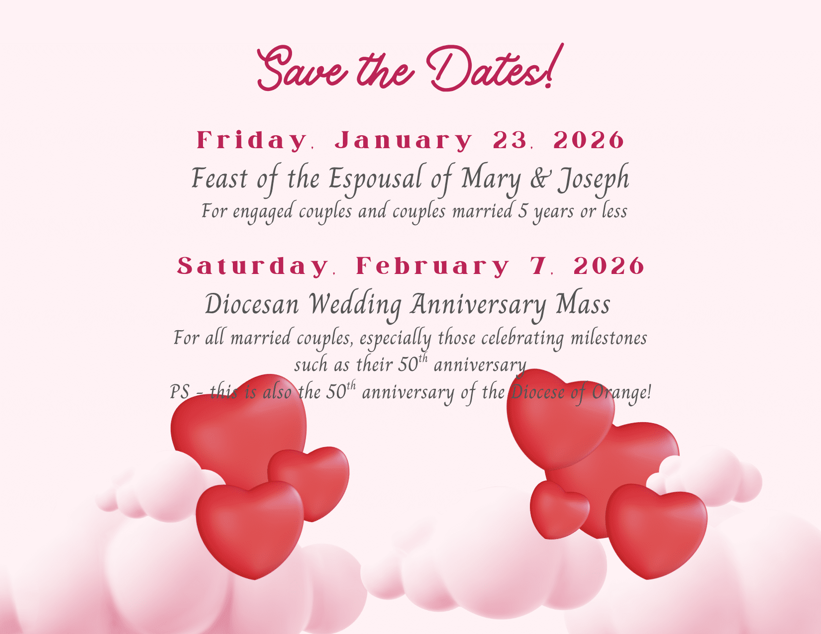 2026 Diocesan Marriage events STD