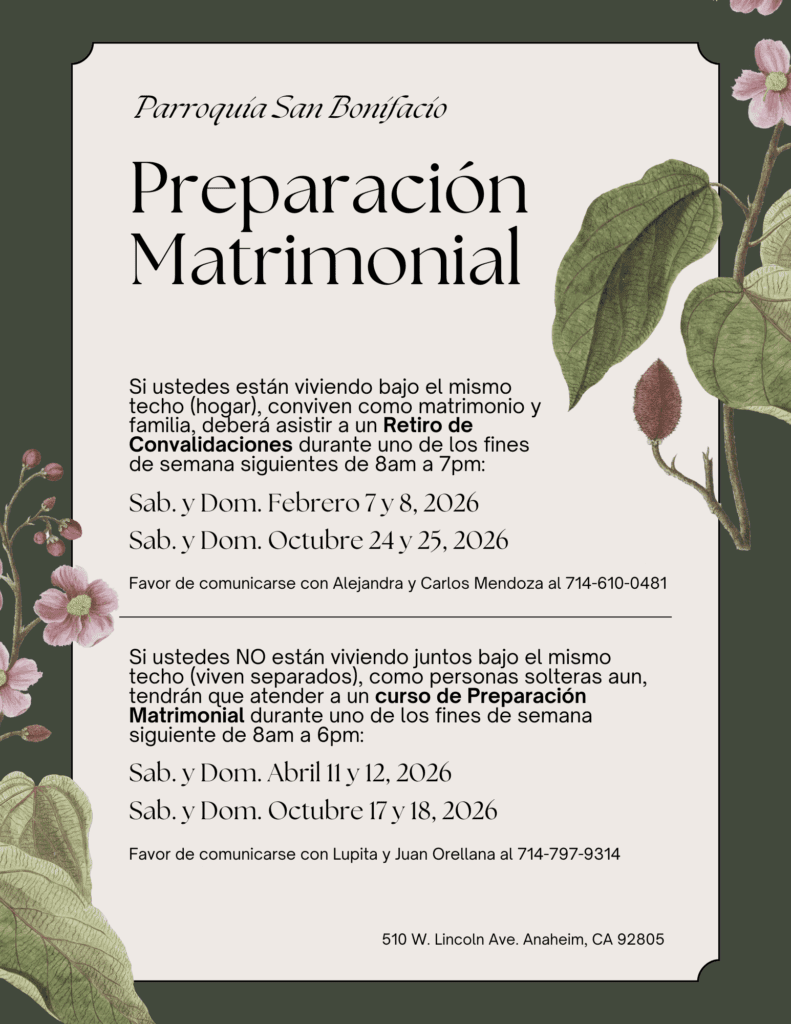 San Bonifacio Retiros para Preparacion Matrimonial 2026