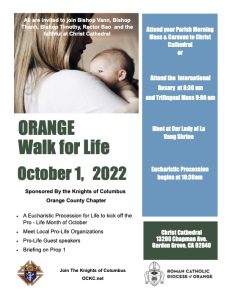 Orange Walk for Life, sponsored by Knights of Columbus