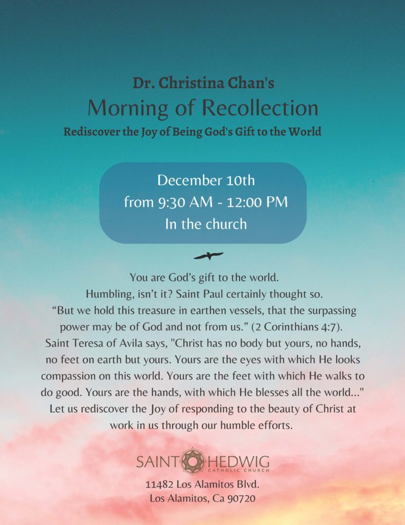 Dr. Christina Chan’s Morning of Recollection