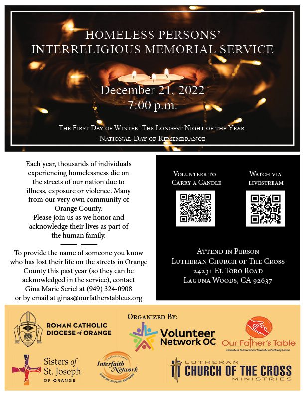 Homeless Persons Interreligious Memorial Service 2022