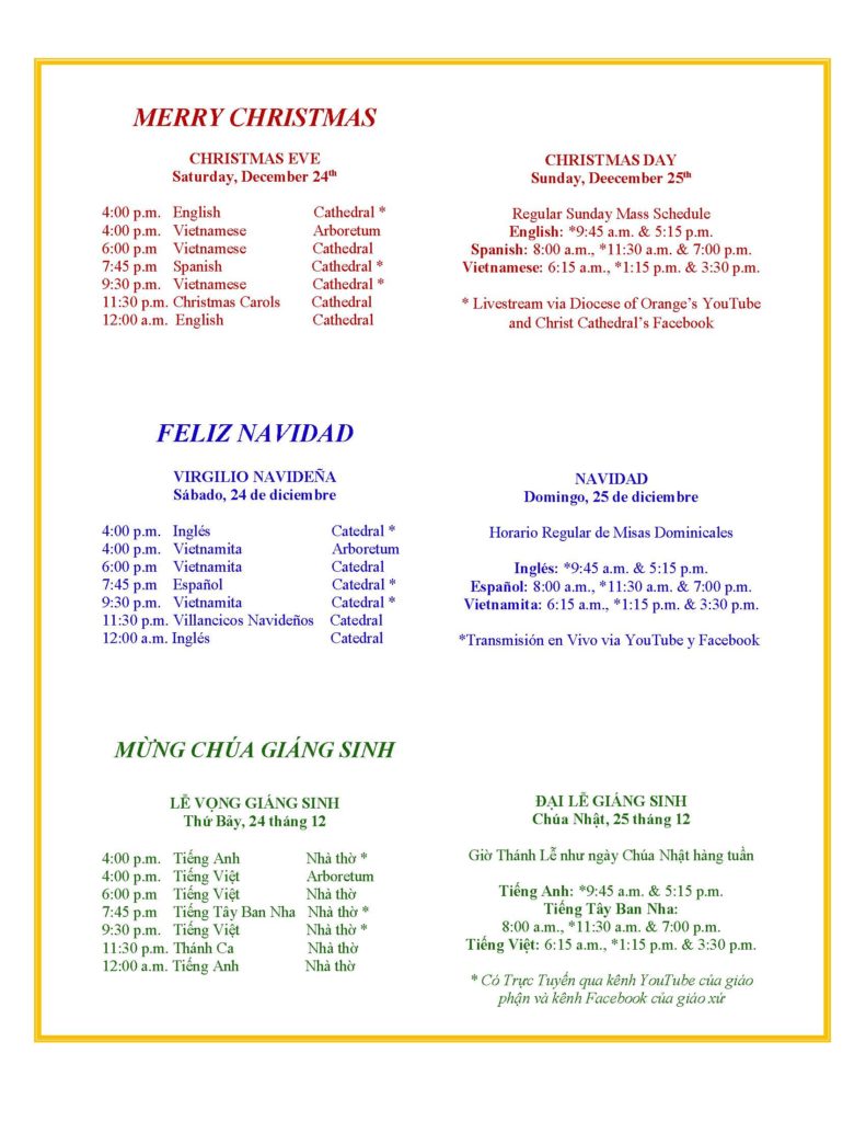 Christ Cathedral Christmas Mass Schedule