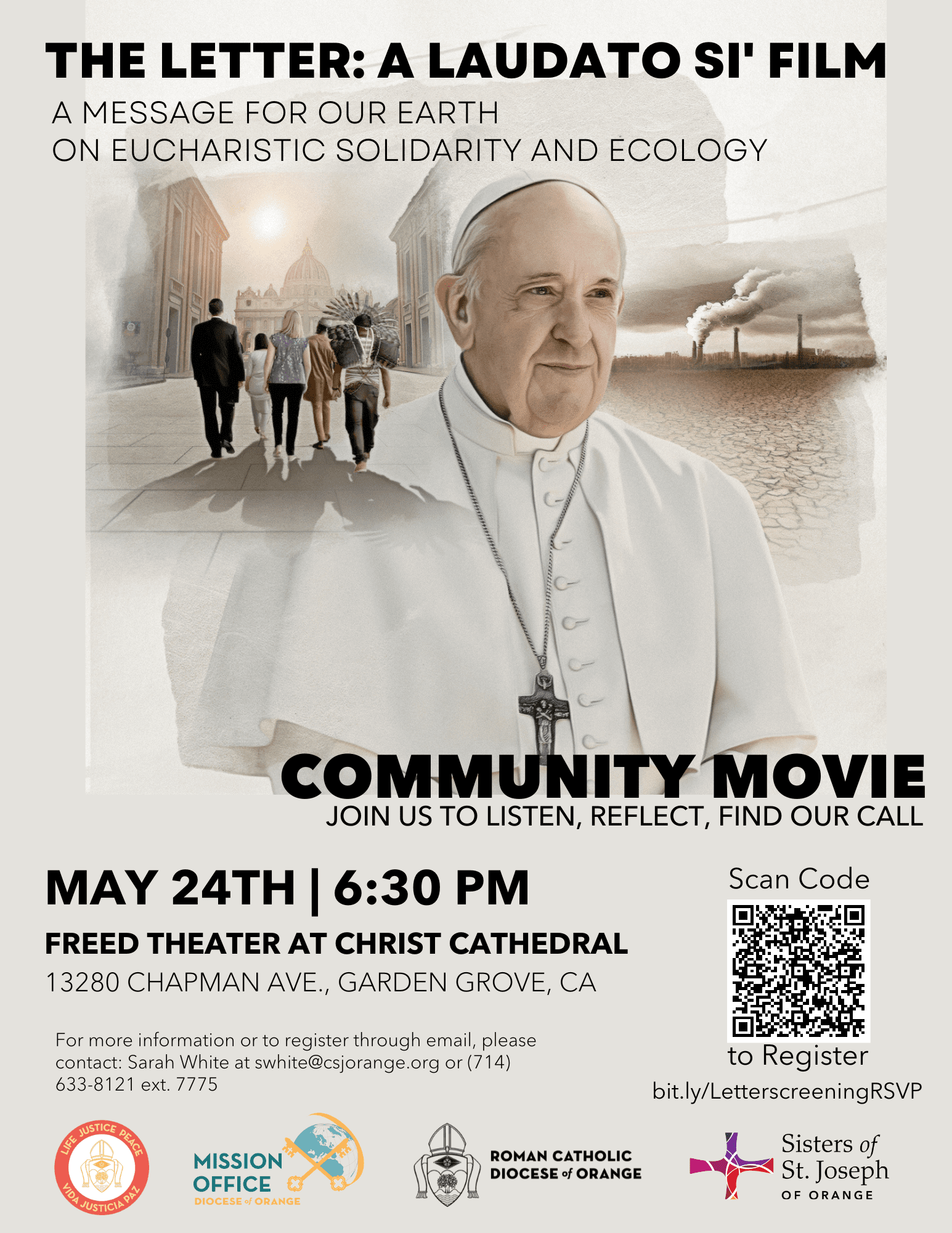 2023 05 02 the letter laudato si screening at freed cc flyer 05.24.2023
