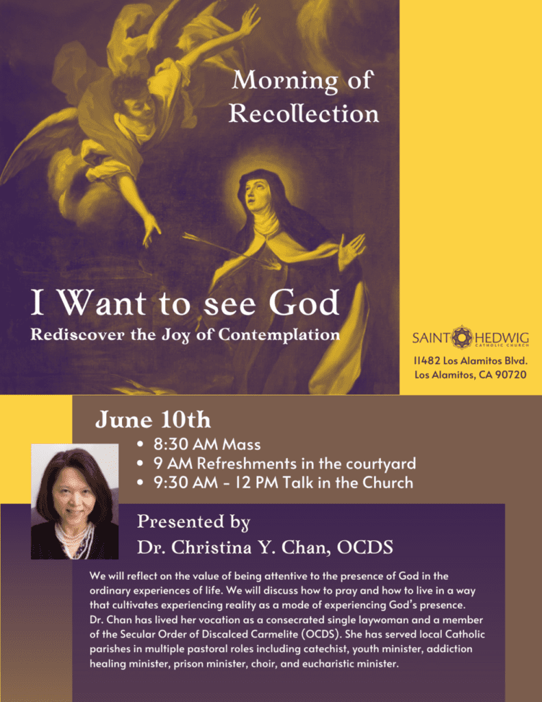 St. Hedwig Catholic Church in Los Alamitos to host Morning of Recollection on June 10