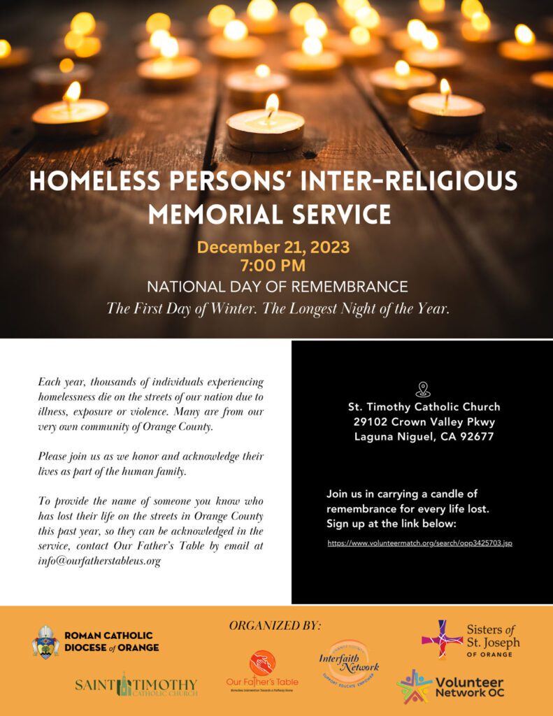 Homeless Persons Interreligious Memorial Service